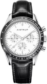 AIW8703 Aistrup AIW8703 Classic Sapphire Chronograph men's watch with white dial and black leather strap | AIW8703