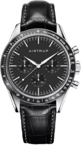 AIW8704 Aistrup AIW8704 Classic Sapphire Chronograph men's watch with black dial and leather strap | AIW8704