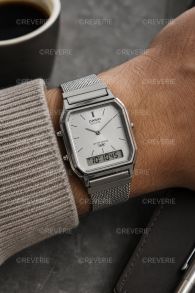 AQ-230EM-7AEF Casio Vintage Ani-Digi Unisex Steel Mesh 29mm