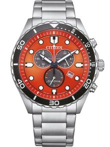 AT2560-84X Citizen Eco-Drive chronograph in steel with H500 movement and orange dial | AT2560-84X