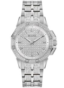 96L305 Bulova Octava Crystal women's watch with crystal-studded dial and steel bracelet | 96L305