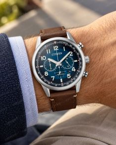 CA4420-13L Citizen Eco-Drive men's watch with chronograph and leather strap | CA4420-13L
