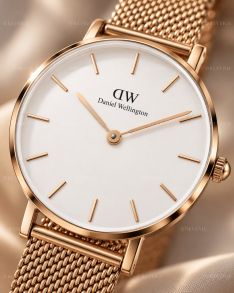 ADW00100219 Daniel Wellington Ladies Rosegolden White Mesh Bracelet 28mm