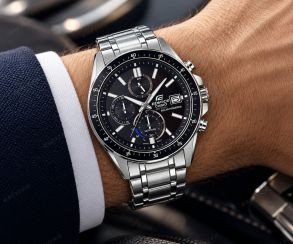 EFS-S510D-1AVUEF Casio Edifice Men's Steel Solar Chronograph with Black Dial and Sapphire Crystal 46mm