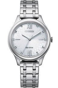EM0500-73A Citizen elegant women's watch with Eco-Drive and patterned dial in stainless steel | EM0500-73A