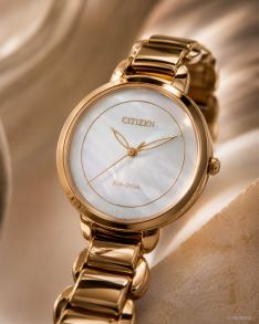 EM0673-83D Citizen Eco-drive women's watch with mother-of-pearl dial | Rose gold-plated elegance with six months power reserve | EM0673-83D