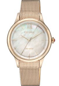 EM0813-86Y Citizen Eco-Drive women's watch with mother-of-pearl dial and mesh bracelet | EM0813-86Y
