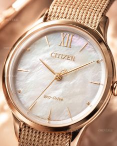 EM0813-86Y Citizen Eco-Drive women's watch with mother-of-pearl dial and mesh bracelet | EM0813-86Y