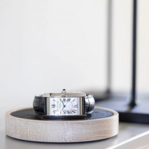 MO2302 MORELUND Watchmat in Natural Wood/Black Leather MO2302