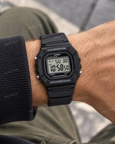 W-218H-1AVEF Casio Mens Black Sports Digital 43mm