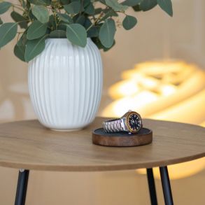 MO2102 MORELUND Watchmat in Dark Wood/Black Leather MO2102