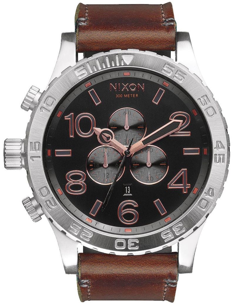 Nixon 51-30 Chrono Leather Gray / Rose Gold A124-2064 - RIP