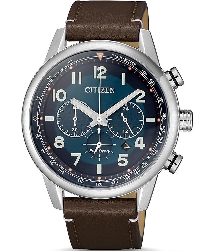 Citizen Eco-Drive chronograph | Sports watch with leather strap