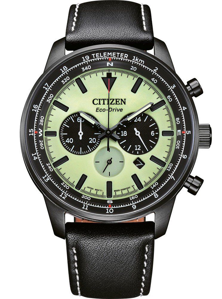 Citizen Eco-Drive chronograph | Black men's watch with luminous