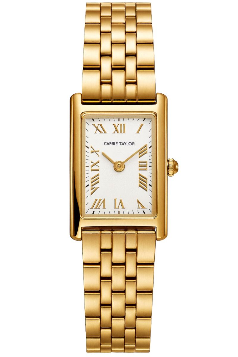 Carrie Taylor Petite Golden Rectangular White Dial 19mm CTW1803