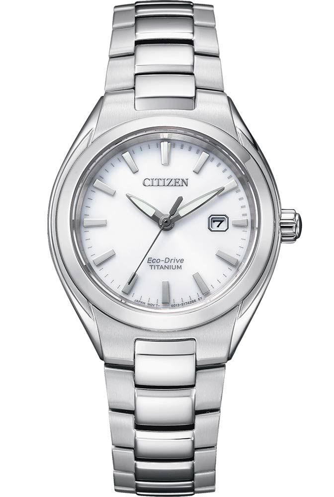 Citizen Eco-Drive titanium women's watch | White dial with date