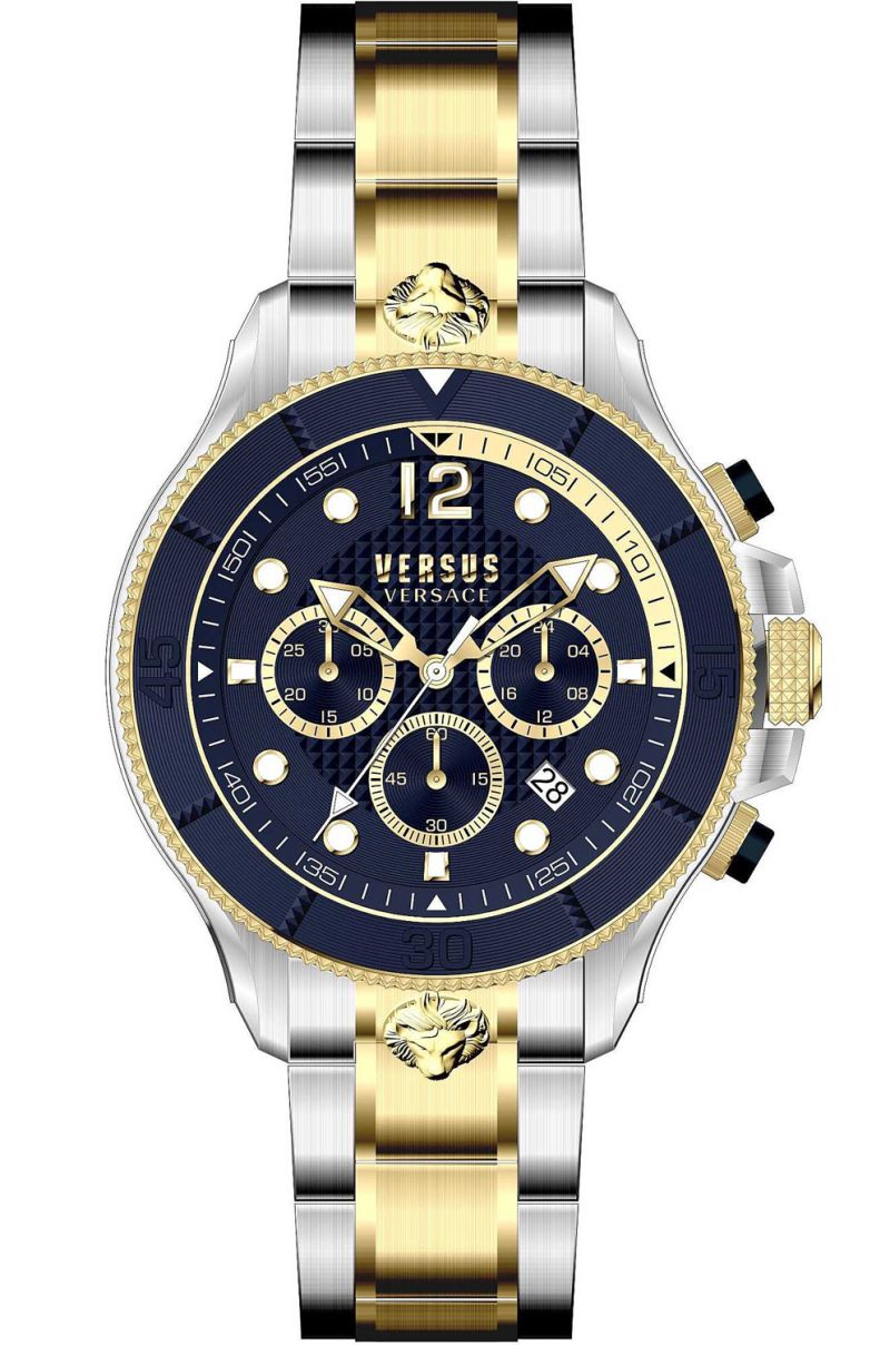 Versus Volta VSPVV0520: Orologio Cronografo Uomo 49mm Acciaio Quadrante Blu E Cinturino Bicolore