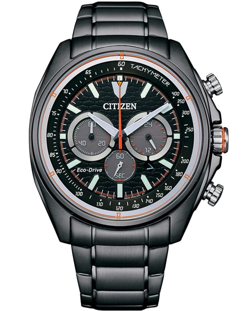 Citizen Eco-drive chronograph | Black sporty watch with solar