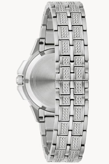 Bulova Octava Crystal women's watch with crystal-studded dial and steel bracelet | 96L305