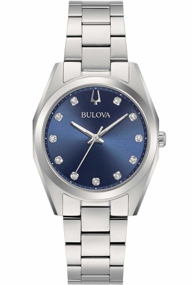 Bulova Surveyor women's watch with blue dial and genuine diamonds | 96P229