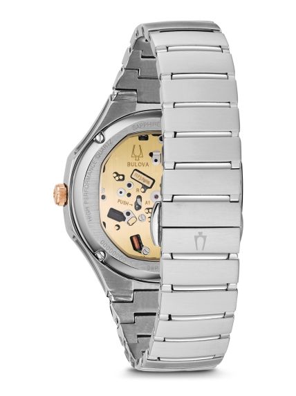 Bulova CURV women's watch with silver-colored dial, diamonds, and two-tone case | 98P182