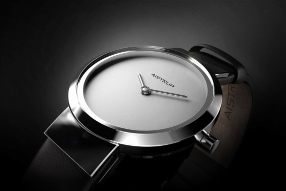 Minimalist women's watch with white dial and black leather strap | AIW7601