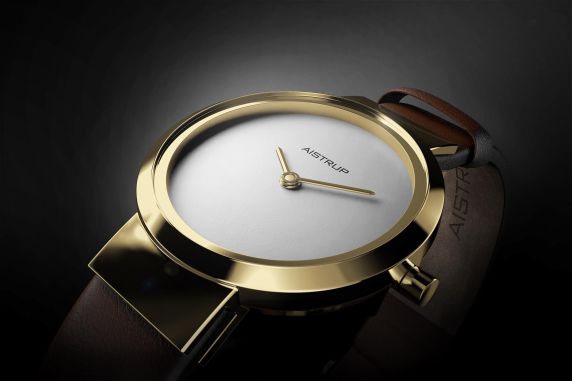Minimalist Scandinavian women's watch with white dial and brown leather strap in golden finish for the modern and style-conscious woman | AIW7608