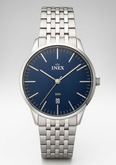 INEX Blue Dial Stainless Steel Watch – 50M Water Resistant