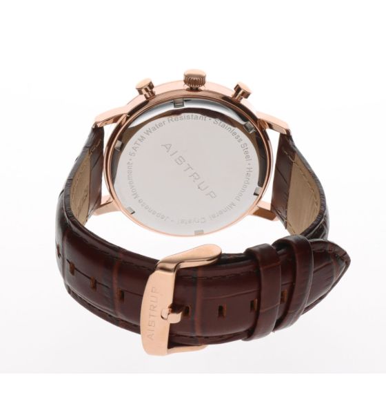 Aistrup AIW8602 Classic Infinity Chronograph men's watch with white dial and rose gold details | AIW8602