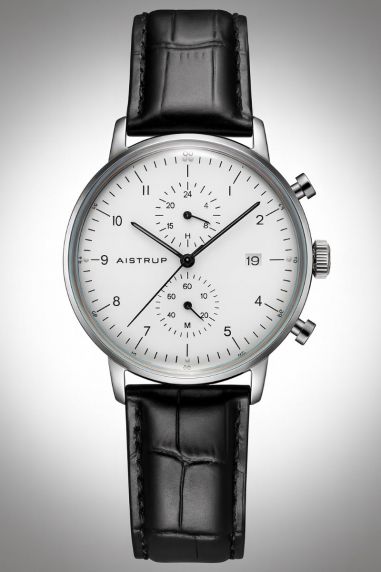 Aistrup AIW8601 Classic Infinity Chronograph men's watch with white dial and leather strap | AIW8601