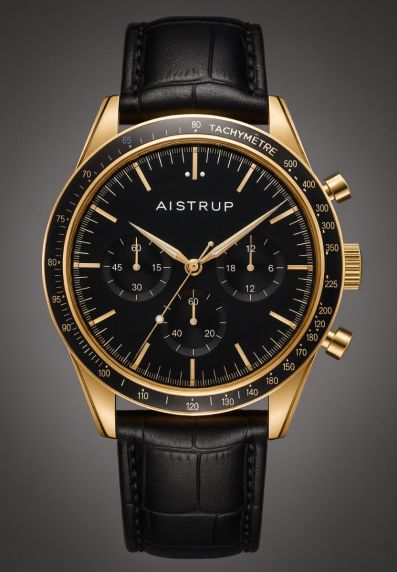 Aistrup AIW8701 Classic Sapphire Chronograph men's watch with black dial and gold details | AIW8701