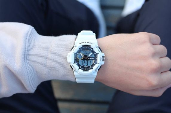 Polar White Athletic Watch - Fibex AnaDigi FIBEXMX04