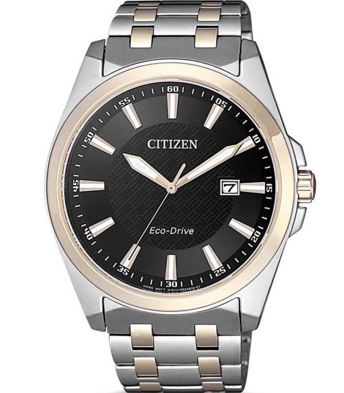 Citizen men's watch in stainless steel with sapphire crystal and rose gold details | BM7109-89E