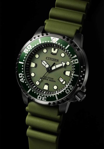 Citizen Promaster Marine Eco-Drive diver's watch in military green | BN0157-11X