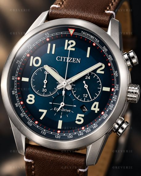 Citizen Eco-Drive men's watch with chronograph and leather strap | CA4420-13L