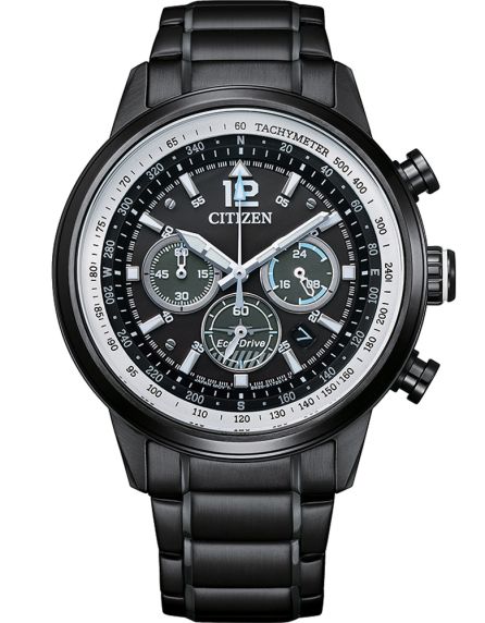 Citizen chronograph men's watch with Eco-Drive and black PVD | CA4475-89E