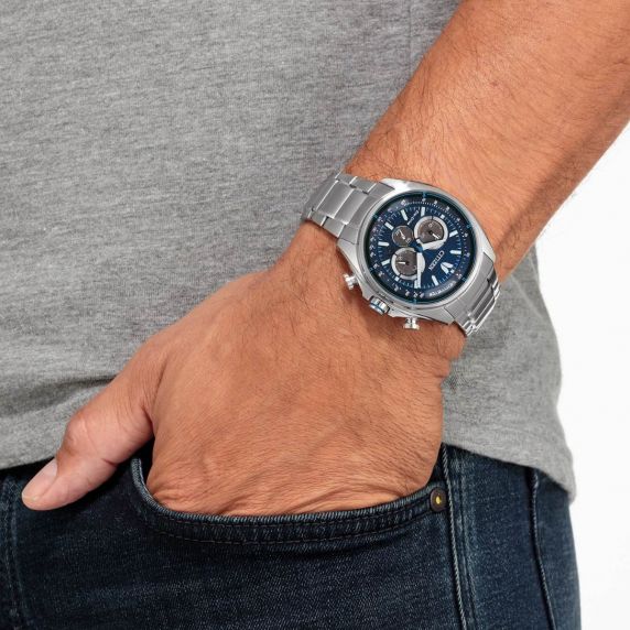 Citizen Eco-Drive chronograph in steel with B620 movement and tachymeter | CA4560-81L