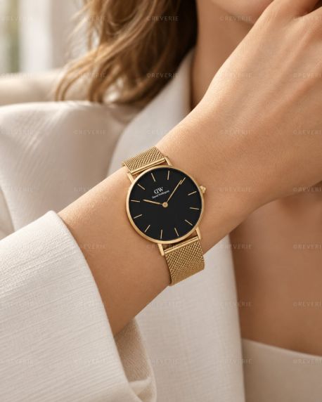 Daniel Wellington Ladies Golden Black Mesh 32mm 