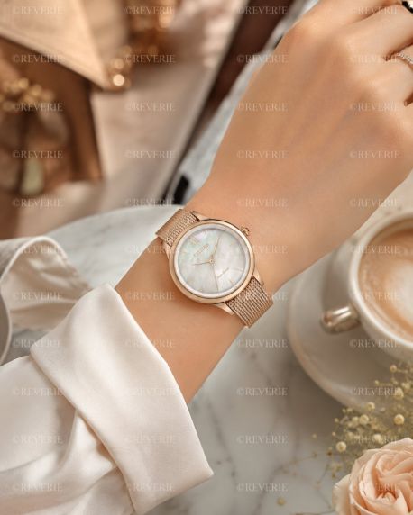 Citizen Eco-Drive women's watch with mother-of-pearl dial and mesh bracelet | EM0813-86Y