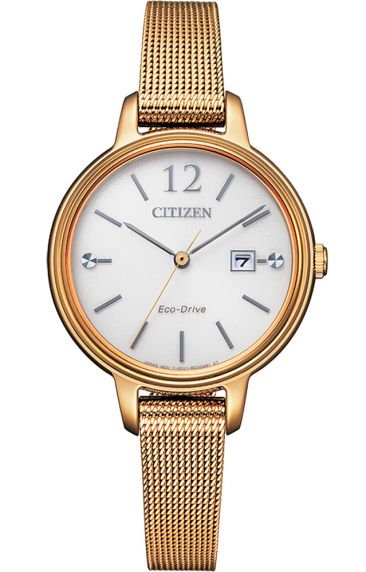 Citizen elegant women's watch with Eco-Drive and mesh strap in rose PVD | EW2447-89A