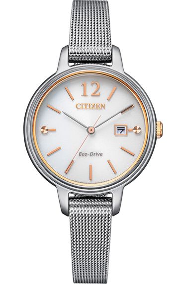 Citizen Eco-Drive women's watch with mesh bracelet and rose gold details | EW2449-83A