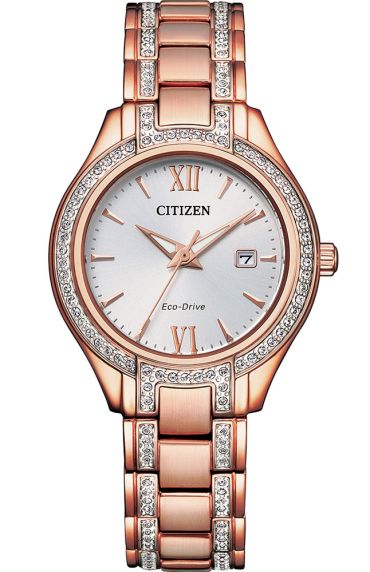 Citizen Silhouette Crystal women's watch with Eco-Drive and crystals in rose PVD | FE1233-52A