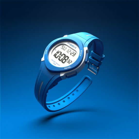 Dual Time Digital Watch for Kids - Blue Swimming Timer FIBEX19EN001