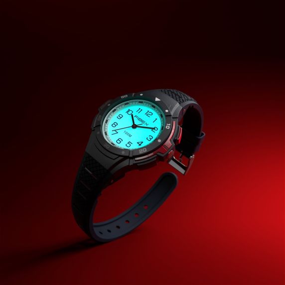 Waterproof Kids Watch with Night Light - Black & Red Sport Fibex FIBEXAAC03