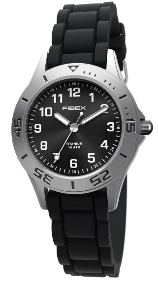 Black and Silver Kids Watch - Titanium Allergy Safe Watch | Classic Swimming Watch with Dark Face - Fibex FIBEXTIA08
