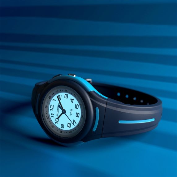Navy Blue Kids Watch - Waterproof Children's Swimming Watch | Light Up Learning Time Watch - Fibex FIBEXAAD02