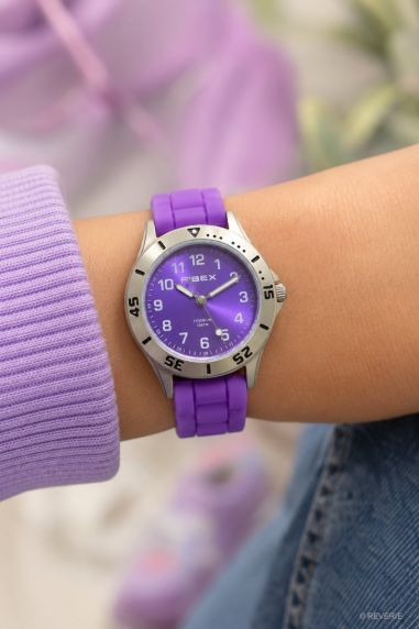 Purple Titanium Kids Watch - Hypoallergenic Swimming Watch | Violet Time Teaching Watch with Metal-Free Case - Fibex FIBEXTIA02