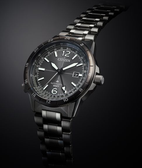 Citizen Promaster automatic GMT pilot watch in black steel with dual time and flight functions | NB6045-51H