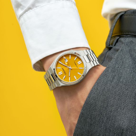 Citizen Automatic Tsuyosa men's watch in steel | Yellow dial and sapphire glass | NJ0150-81Z